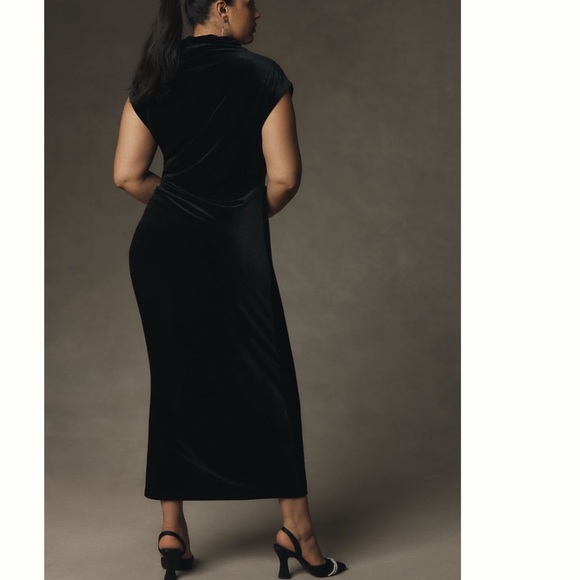 NWT Anthropologie The Maya Ruched Cowl-Neck Dress: Stretch Velvet Edition - Picture 6 of 13